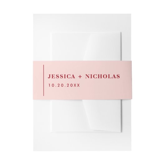 モダンピンク&レッドエレガントミニマ結婚リスト 招待状ベリーバンド (正面例)