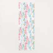 モダンピンク、白、青の水色フローラ ヨガマット (裏面)