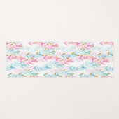 モダンピンク、白、青の水色フローラ ヨガマット (正面(横))