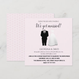 モダンピンク 私たち 結婚しました! ウェディング 案内状