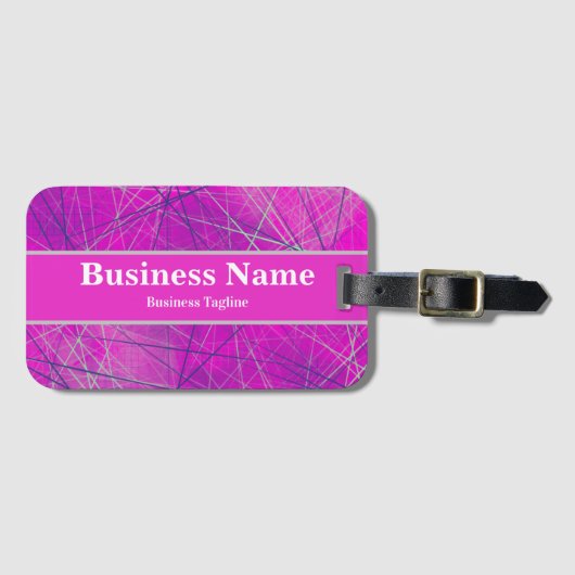 モダンピンク、青、グレーの幾何学的抽象芸術 ラゲッジタグ (正面横)