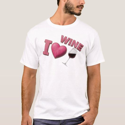 モダンピンク I LOVEW WINE アート コンポジション Tシャツ (正面)
