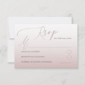 モダンピンクRSVP書道結婚の 出欠カード (正面)