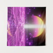 モダンピンクSFIポップ・アートのアート3 タペストリー (正面(横))