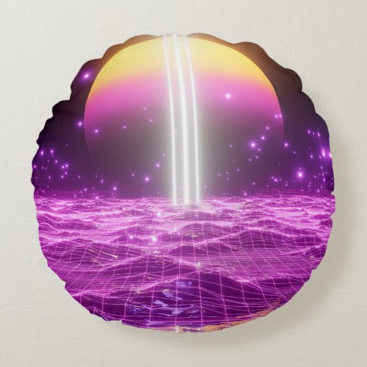 モダンピンクSFIポップ・アートのアート3 ラウンドクッション (正面)