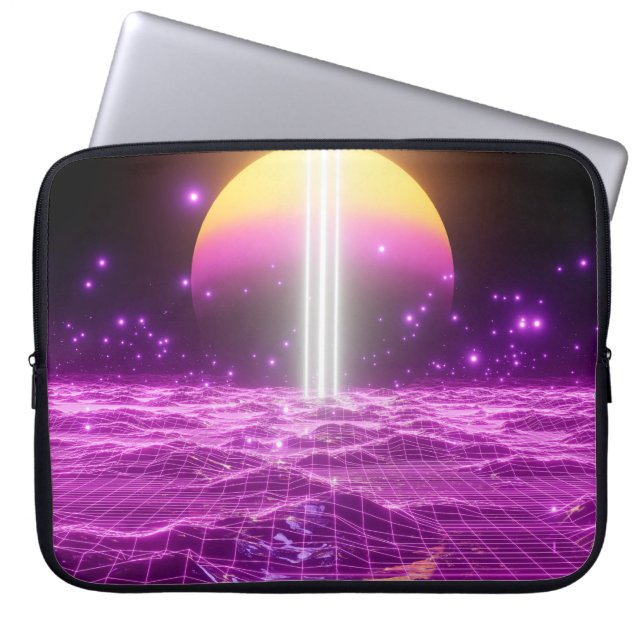 モダンピンクSFIポップ・アートのアート3 ラップトップスリーブ (正面)