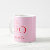 モダンピンクThe CEO 名前入り | 女性らしいギフト コーヒーマグカップ (正面左)