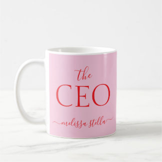 モダンピンクThe CEO 名前入り | 女性らしいギフト コーヒーマグカップ