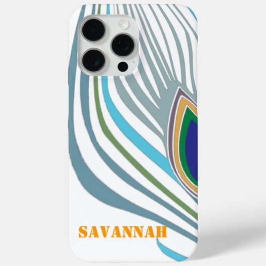 モダンピーコックフェザーパーソナライズされたダマスク電話 Case-Mate iPhoneケース (裏面)