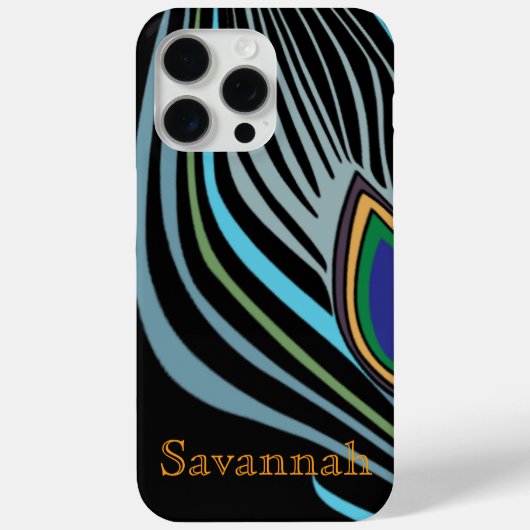 モダンピーコックフェザーパーソナライズされたダマスクiPhone Case-Mate iPhoneケース (裏面)