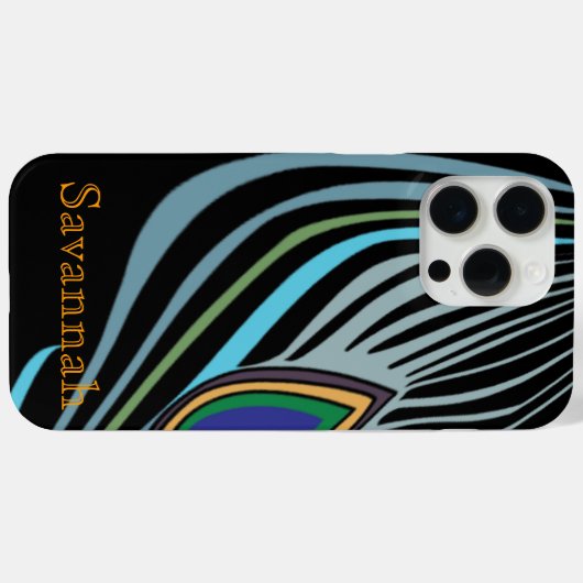 モダンピーコックフェザーパーソナライズされたダマスクiPhone Case-Mate iPhoneケース (裏面 (横))