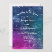 モダンピーコックブルーシルバーウォーター結婚カラー 招待状 (正面)