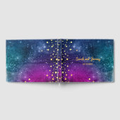 モダンピーコックブルー金ゴールドウォーター結婚カラー ゲストブック (全面)