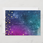 モダンピーコックブルー金ゴールドウォーター結婚カラー セーブザデート (裏面)