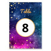 モダンピーコックブルー金ゴールドウォーター結婚カラー テーブルナンバー (裏面)