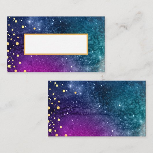 モダンピーコックブルー金ゴールドウォーター結婚カラー プレイスカード (正面/裏面)