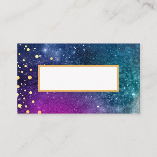 モダンピーコックブルー金ゴールドウォーター結婚カラー プレイスカード (正面)