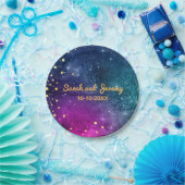 モダンピーコックブルー金ゴールドウォーター結婚カラー ペーパープレート (パーティー)