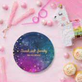 モダンピーコックブルー金ゴールドウォーター結婚カラー ペーパープレート (パーティー)