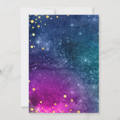 モダンピーコックブルー金ゴールドウォーター結婚カラー 招待状 (裏面)