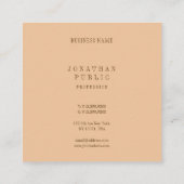 モダンピーチエレガントカラーシンプルテンプレート スクエア名刺 (裏面)