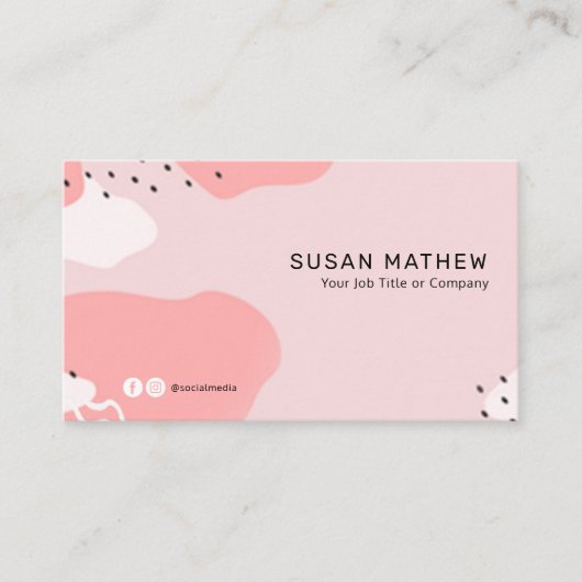 モダンピーチエレガントピンク抽象芸術名刺 名刺 (正面)