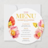モダンピーチピンクオレンジポ結婚ピーのメニュー 案内状 (正面)