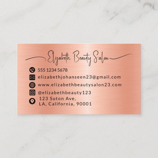 モダンピーチファザンスブラッシュメタルガーリーモノグラムの 名刺 (裏面)