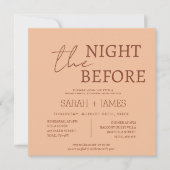 モダンピーチベージュリハーサル結婚ディナーズスクエア 招待状 (正面)