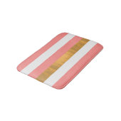 モダンピーチ白と金ゴールドストライプのバスマット バスマット (アングル)