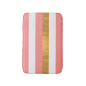 モダンピーチ白と金ゴールドストライプのバスマット バスマット (正面縦)