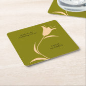 モダンピーチ&オリーブチューリップ結婚ズ スクエアペーパーコースター (アングル)