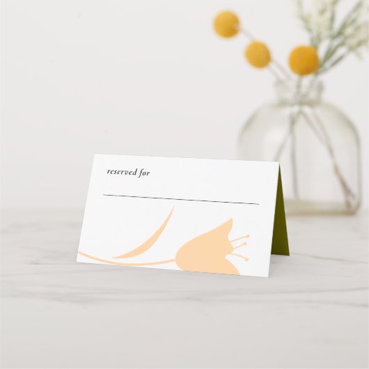 モダンピーチ&オリーブチューリップ結婚ズ プレイスカード (正面)