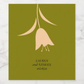 モダンピーチ&オリーブチューリップ結婚ズ ワインラベル (シングルラベル)