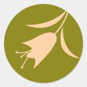 モダンピーチ&オリーブ結婚チューリップ封筒用シール ラウンドシール (正面)