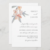 モダンピーチ&セージフローラウォーター結婚カラー 招待状 (正面/裏面)