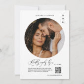 モダンピーチBoho Arch QRコード結婚の写真 招待状 (裏面)