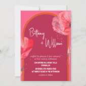 モダンピ鮮やかックフローラ結婚夏 招待状 (正面)
