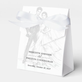 モダンファッションの炭筆画のカップルの結婚式 フェイバーボックス