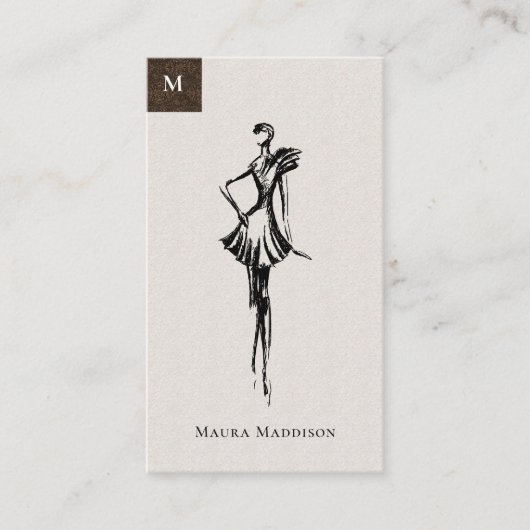 モダンファッションデザイナ夏モデルスケッチ 名刺 (正面)