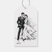 モダンファッション+炭鉱風+スケッチ+カップル+結婚式 ギフトタグ (裏面)