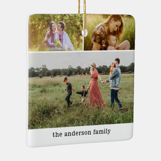 モダンファミリーフォトコラージュ 6枚の写真 クリスマス セラミックオーナメント (右)