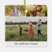 モダンファミリーフォトコラージュ 6枚の写真 クリスマス セラミックオーナメント (正面)