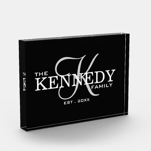 モダンファミリーモノグラム ファミリー名 タイポグラフィー ブラック フォトブロック (左)