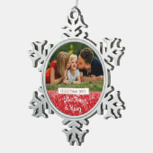 モダンファミリー写真 クリスマスホリデー スノーフレークピューターオーナメント (右)