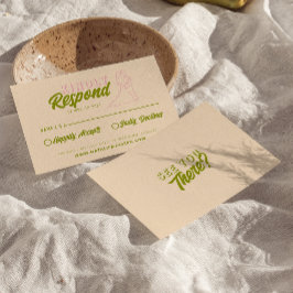 モダンファンキーユニークカラフルレトロ結婚おもしろい 出欠カード