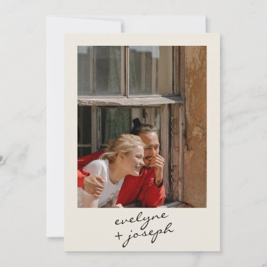 モダンファンキーユニークカラフルレトロ結婚おもしろい 招待状 (裏面)