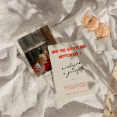 モダンファンキーユニークカラフルレトロ結婚おもしろい 招待状