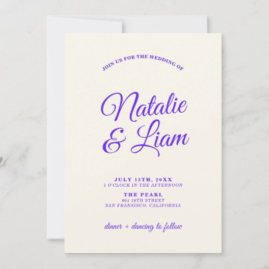 モダンファンキーユニークカラフルレトロ結婚おもしろい 招待状 (正面)