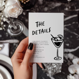 モダンファンキーレトロQRコードの結婚詳細 ノートカード